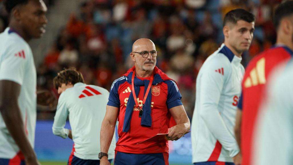 Luis de la Fuente, durante un entrenamiento de la Selección