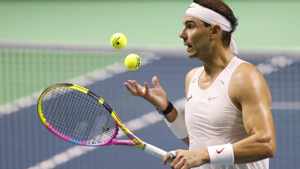 Rafa Nadal, entrenando antes de la Copa Davis