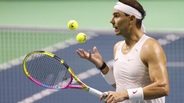 Rafa Nadal, entrenando antes de la Copa Davis