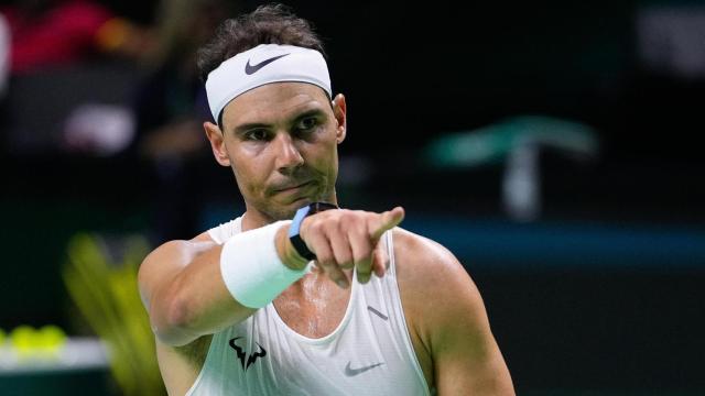 Rafa Nadal, durante un entrenamiento de la Copa Davis