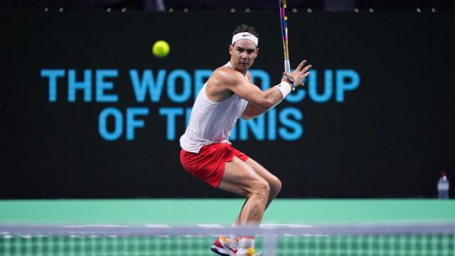 Rafa Nadal, entrenando en la Copa Davis