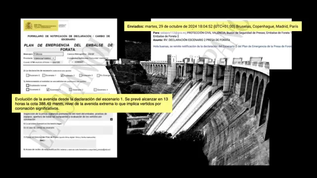 La Confederación notificó a las 18:04 que la presa de Forata tardaría 13 horas en desbordar pero lo hizo en 89 minutos