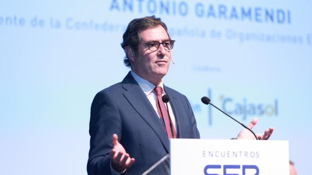 El presidente de la CEOE, Antonio Garamendi, este martes en Sevilla.