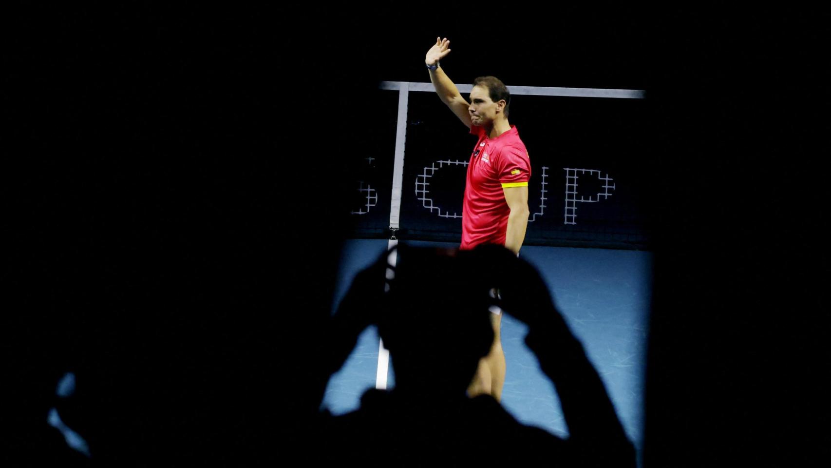 Rafa Nadal, durante su despedida del tenis profesional