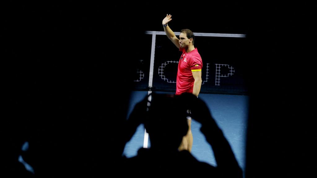 Rafa Nadal, durante su despedida del tenis profesional