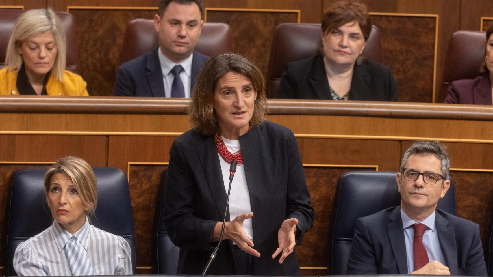 Teresa Ribera, vicepresidenta tercera del Gobierno y ministra para la Transición Ecológica, hoy en el Congreso.