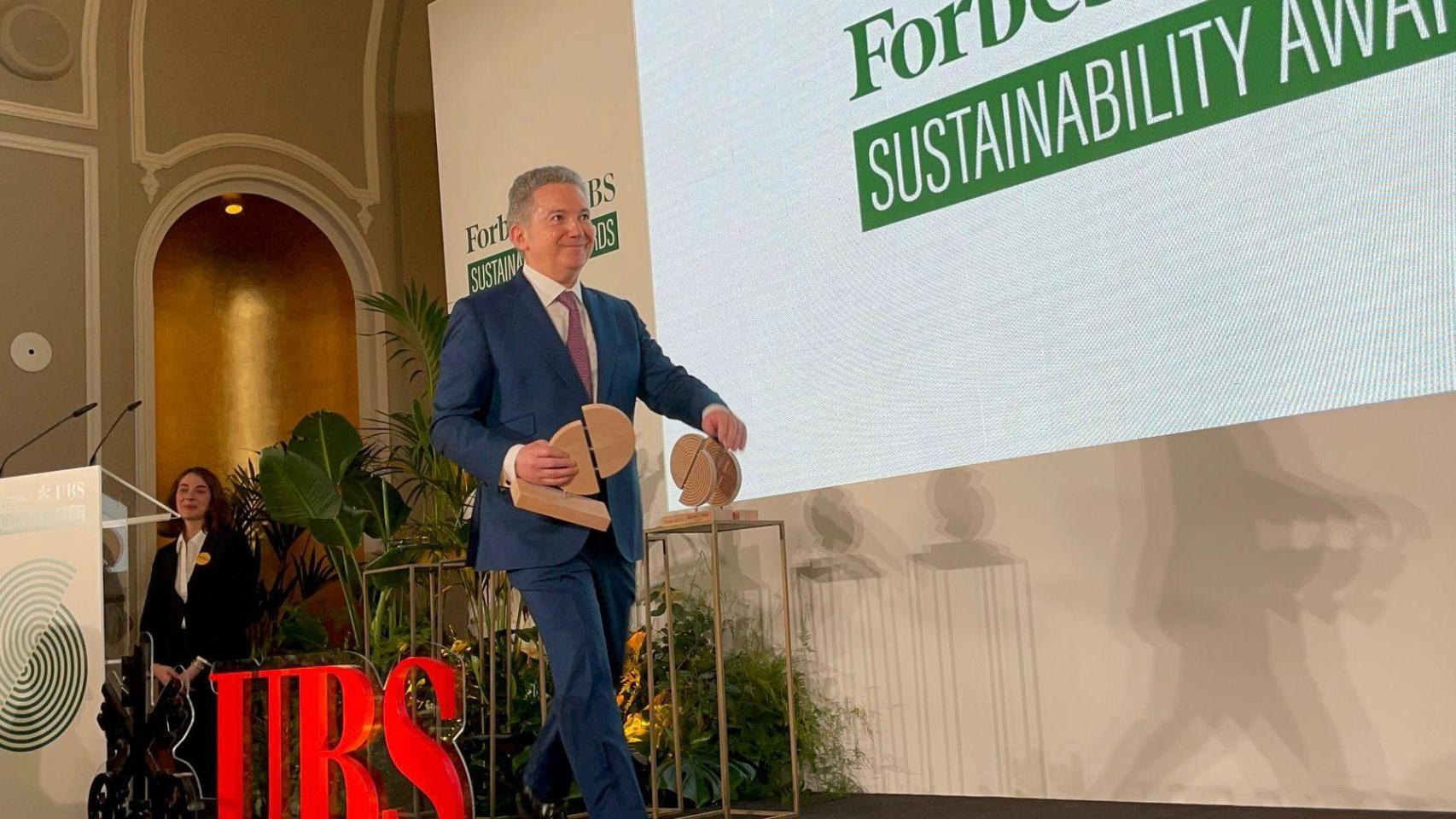 El CEO de Octaviano Palomo, Pedro Palomo, recoge el Premio Forbes UBS-Sustainability