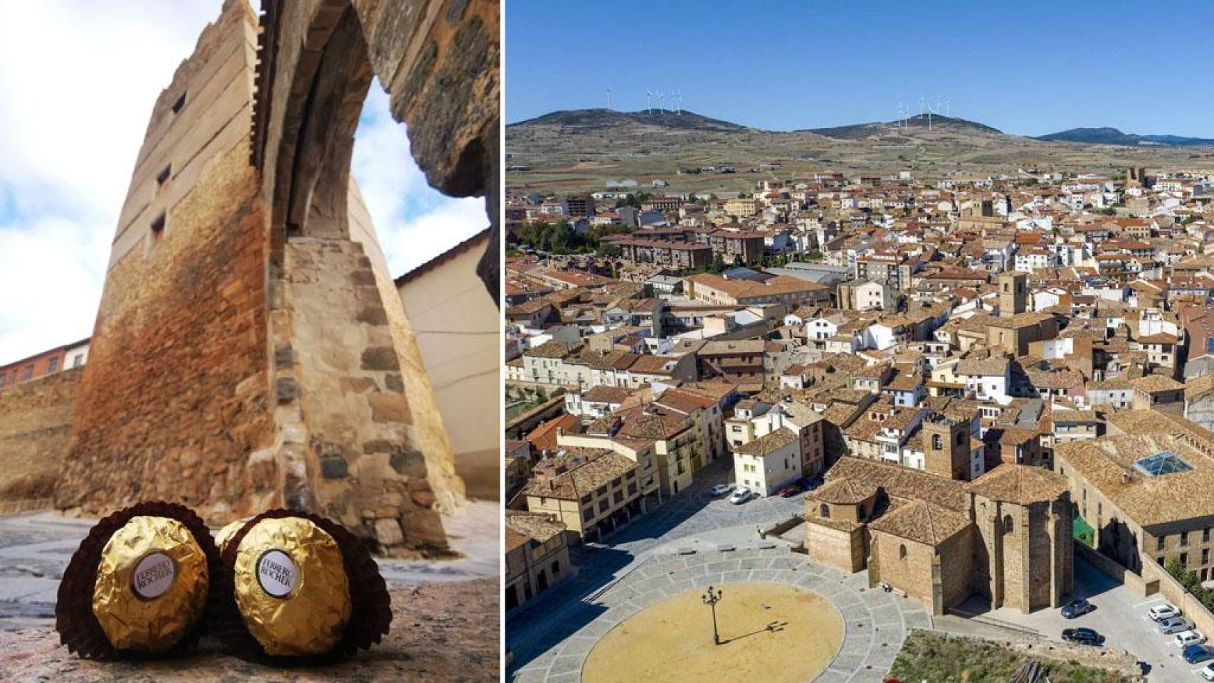 Vista aérea de Ágreda y los bombones de Ferrero Rocher