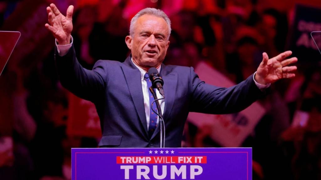 Robert F. Kennedy Jr en un evento de campaña de Donald Trump celebrado en el Madison Square Garden.