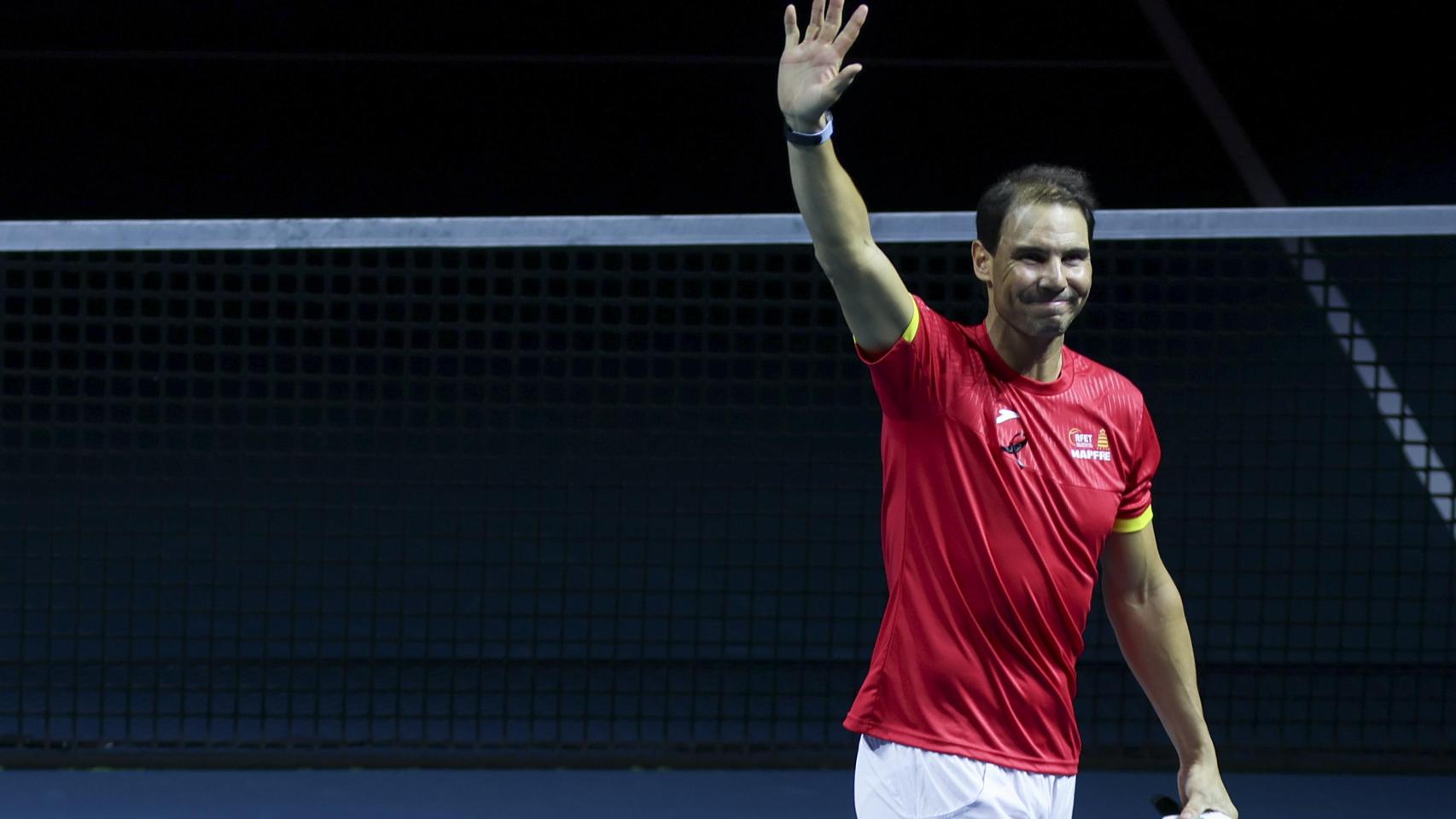 Rafa Nadal, durante su despedida como tenista profesional