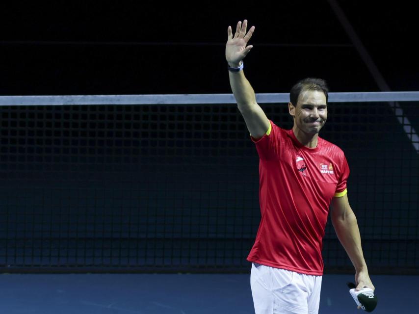 Rafa Nadal, durante su despedida como tenista profesional.