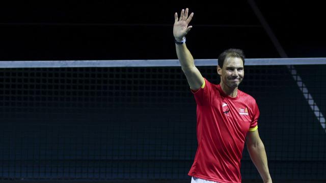 Rafa Nadal, durante su despedida como tenista profesional