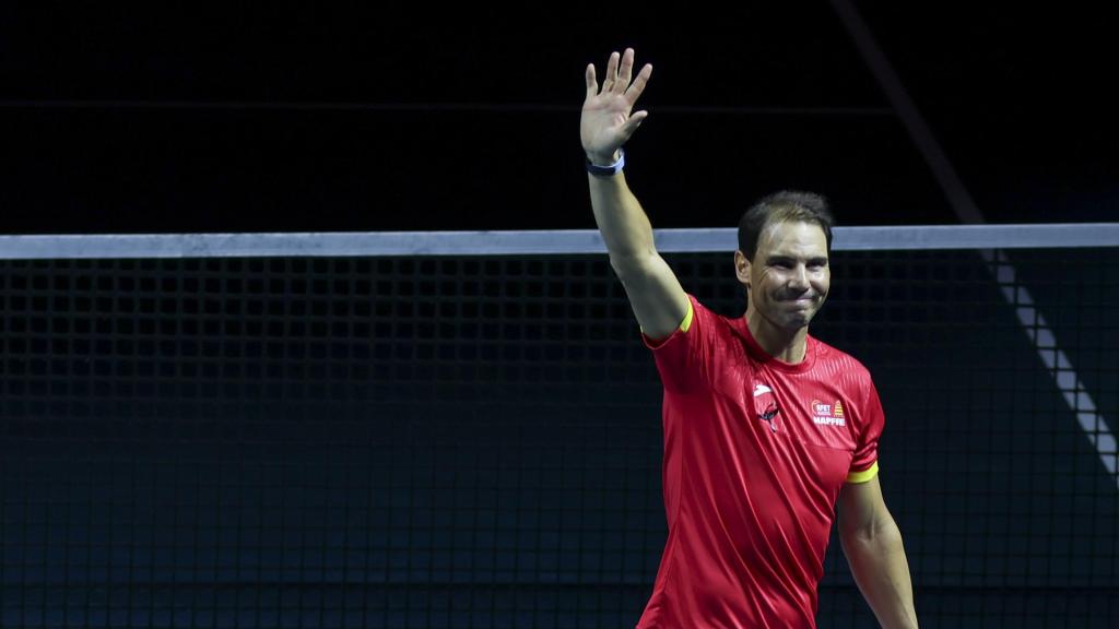 Rafa Nadal, durante su despedida como tenista profesional