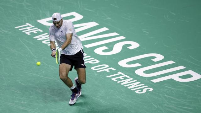 Struff durante el partido de la Copa Davis ante Shapovalov.