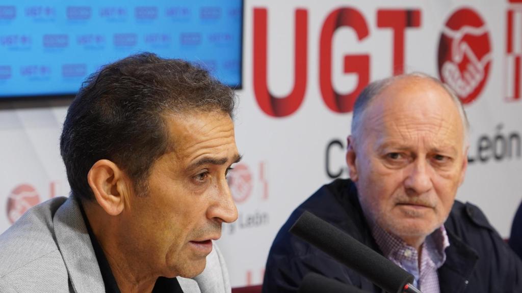 Los secretario generales de UGT y CCOO en Castilla y León, Faustino Temprano y Vicente Andrés