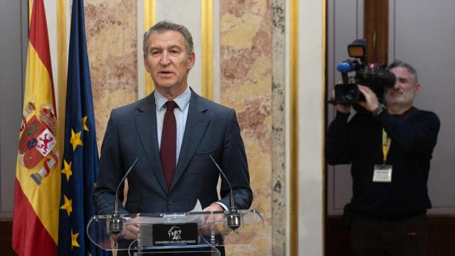 El presidente del Partido Popular, Alberto Núñez Feijóo, este jueves, en el Congreso.