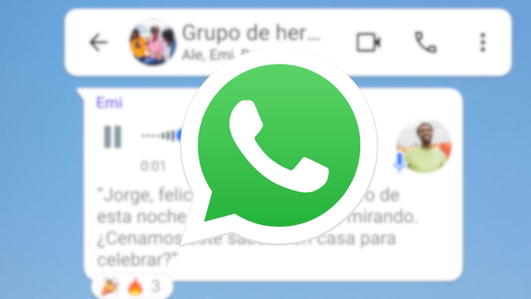 Icono de WhatsApp con la transcripción de mensajes de voz