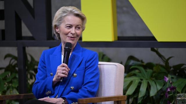 La presidenta de la Comisión, Ursula von der Leyen, durante su visita a Rio de Janeiro por la reunión del G20