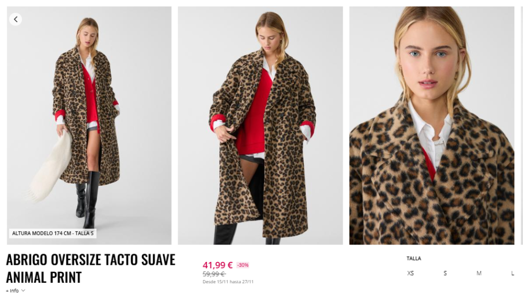 Abrigo oversize tacto suave animal print.