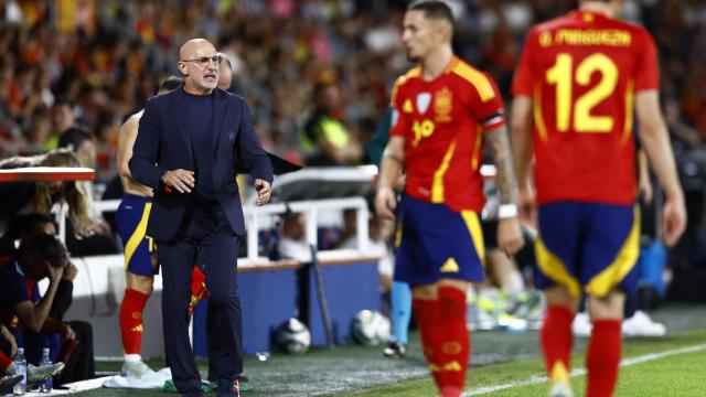 Luis de la Fuente, durante un partido de la Selección