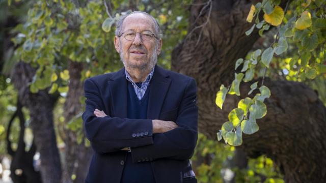 Enrique Linde, momentos antes de la entrevista, posa junto a un árbol de la Avenida de Andalucía.