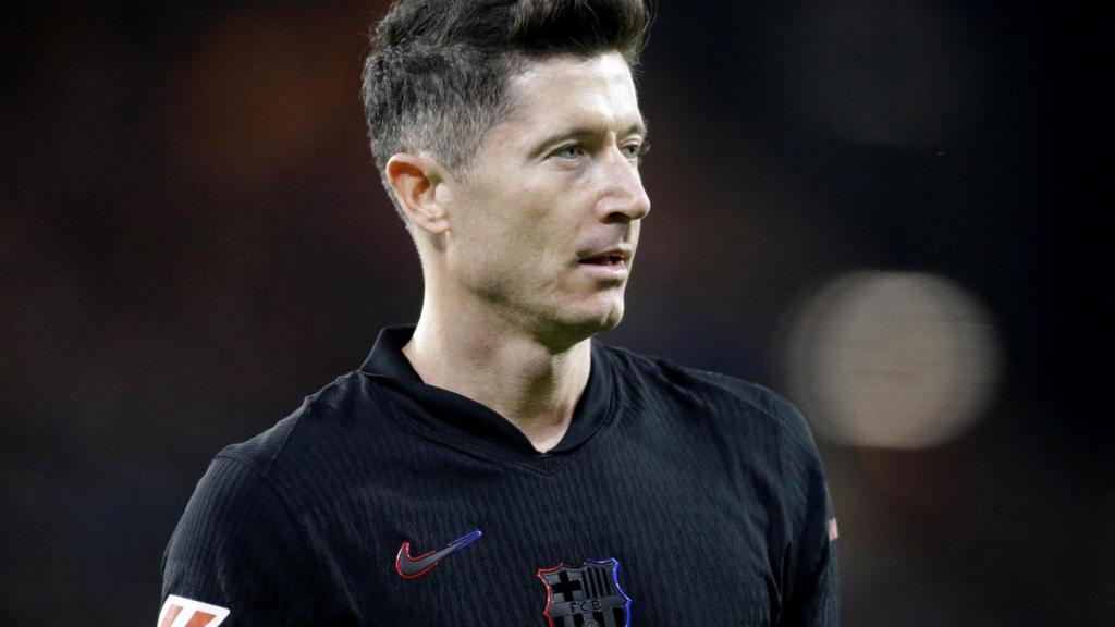 Lewandowski durante el partido ante el Celta.