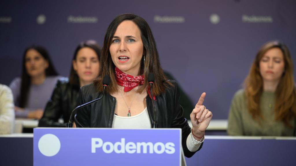 La secretaria general de Podemos, Ione Belarra, este sábado ante el Consejo Ciudadano Estatal del partido.