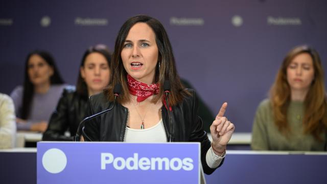 La secretaria general de Podemos, Ione Belarra, este sábado ante el Consejo Ciudadano Estatal del partido.