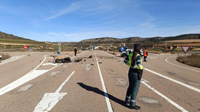 El siniestro se ha producido en la A-222 a la altura de Cortes de Aragón.