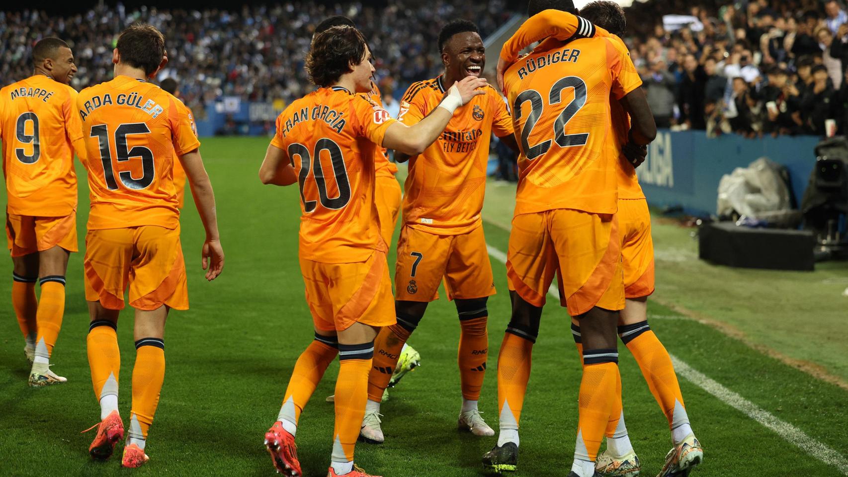 Los jugadores del Real Madrid celebran uno de los goles marcados ante el Leganés.