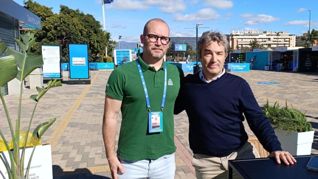 Gonzalo García y Miguel Palencia en la Fan Zone de la Copa Davis.