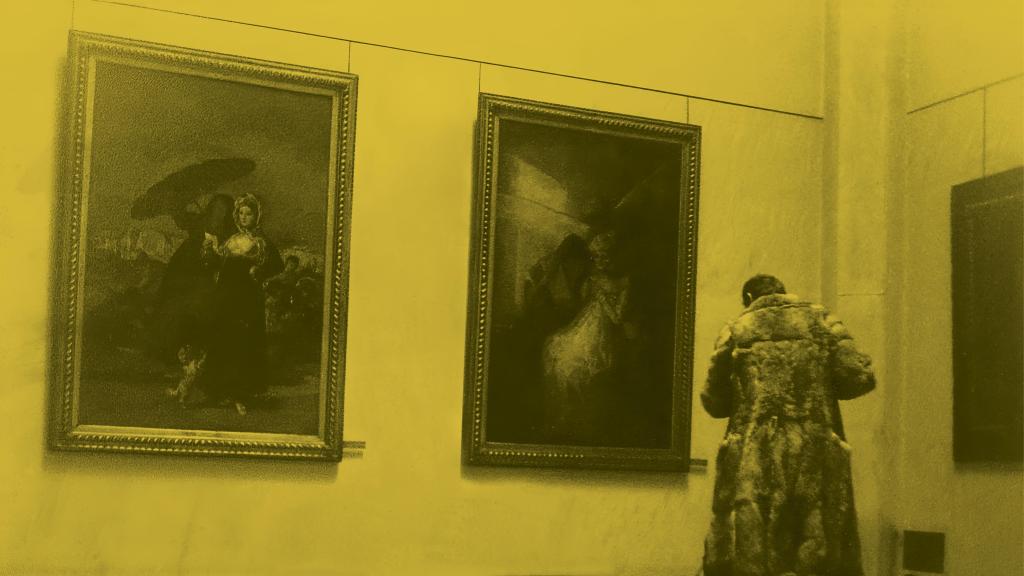 Sigmar Polke fotografiando el cuadro 'Las viejas', de Goya, en el Palais des Beaux-Arts de Lille, 1982 Fotografía © Britta Zoellne / Sigmar Polke taking a photograph of the painting The Old Women, by Goya, at the Palais des Beaux-Arts de Lille, 1982. Foto: © Britta Zoellne