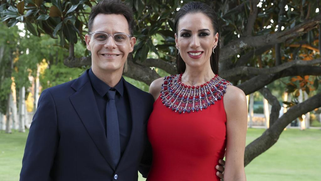 Christian Gálvez y Patricia Pardo en la boda de Antonio Rossi y Hugo Fuertes.