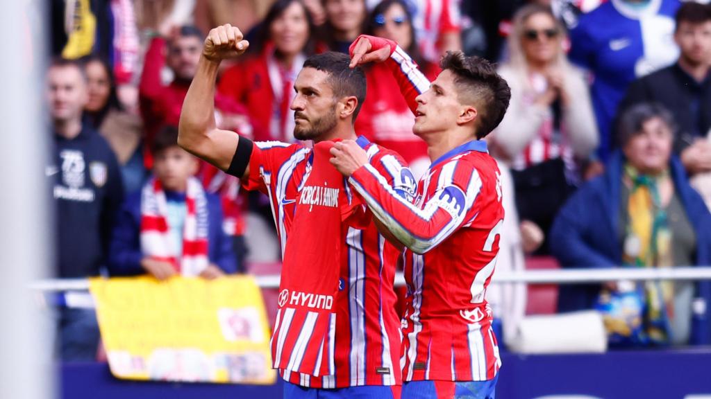 Koke y Giuliano celebran un gol con el Atlético de Madrid