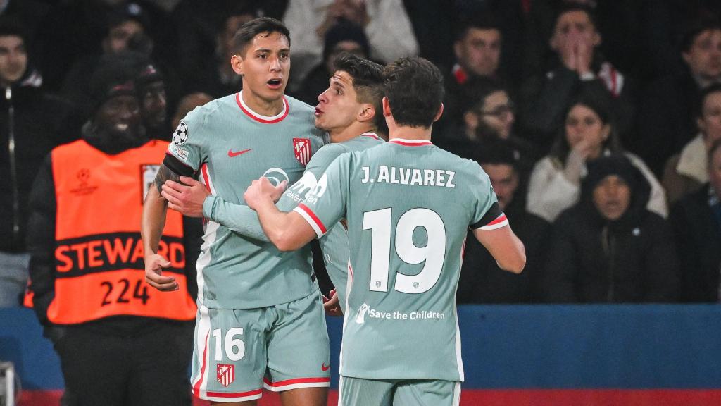 Los jugadores del Atlético de Madrid celebran un gol en la Champions League