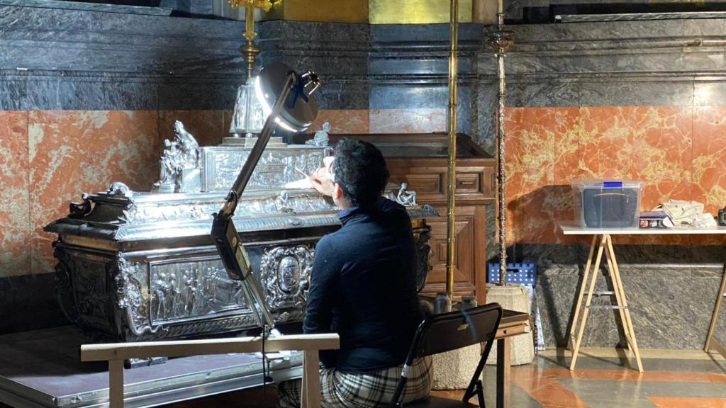 Trabajos de restauración en la Catedral de Toledo.