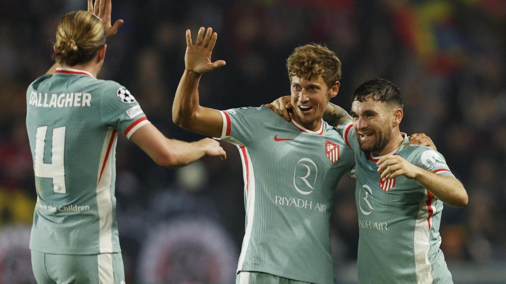 Marcos Llorente celebra su gol en el Sparta de Praga.