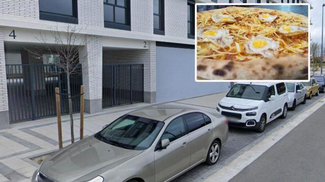 La calle Aguacate e imagen de una pizza.