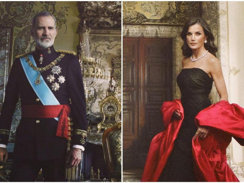 El díptico de los reyes Felipe VI y Letizia realizado por Annie Leibovitz el pasado 7 de febrero en el Palacio Real.