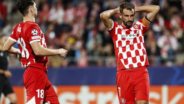 Stuani, durante un partido del Girona en Champions League