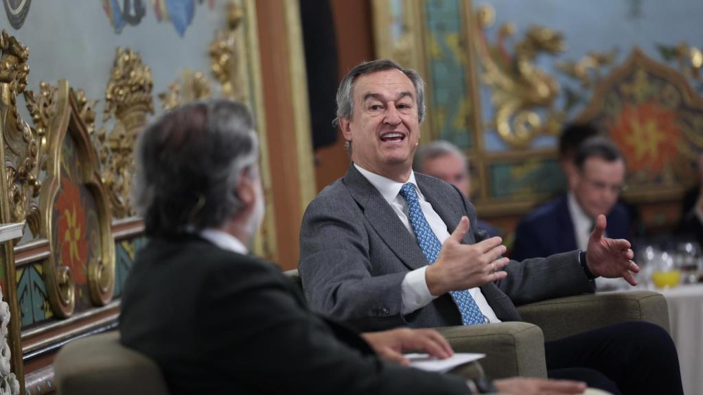 César González-Bueno, consejero delegado de Sabadell, durante su intervención en el desayuno de la Cámara de Madrid de este martes.