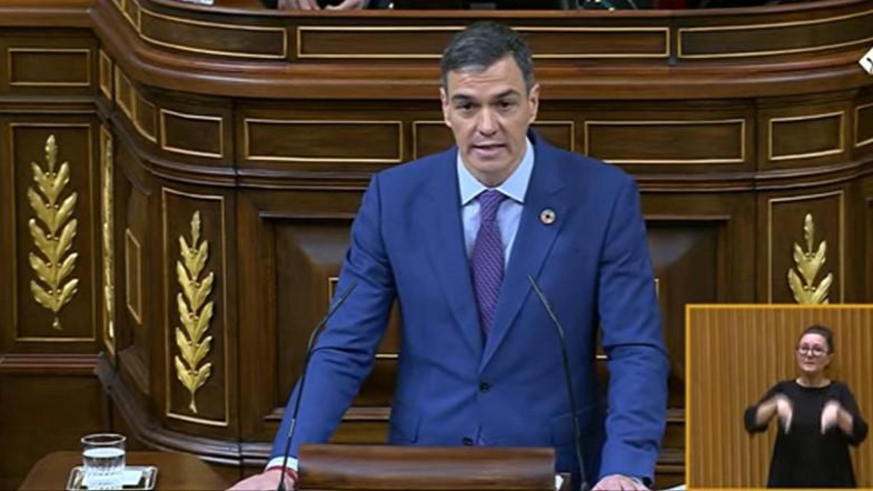 Pedro Sánchez hoy en el Congreso.