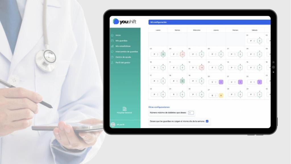 Plataforma de inteligencia artificia de Youshift para la gestión de guardias y turnos en centros hospitalarios.