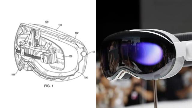 Izqu.: figura de la patente. Dere.: Vision Pro actuales.