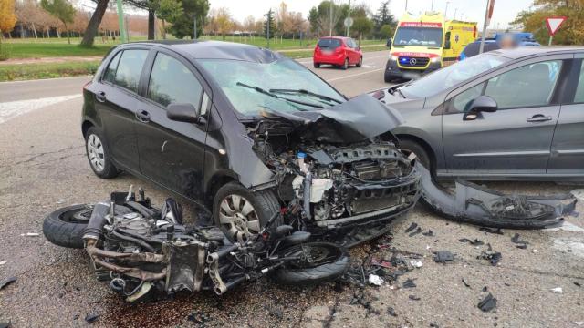 Imagen del accidente en el Camino Viejo de Simancas.