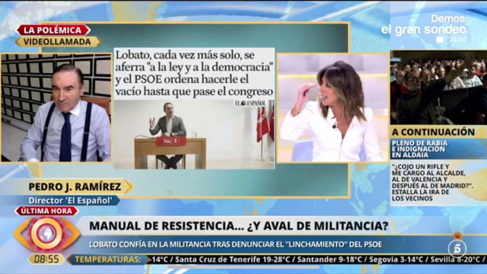 Pedro J. Ramírz durante su intervención en 'La mirada crítica' de Telecinco.