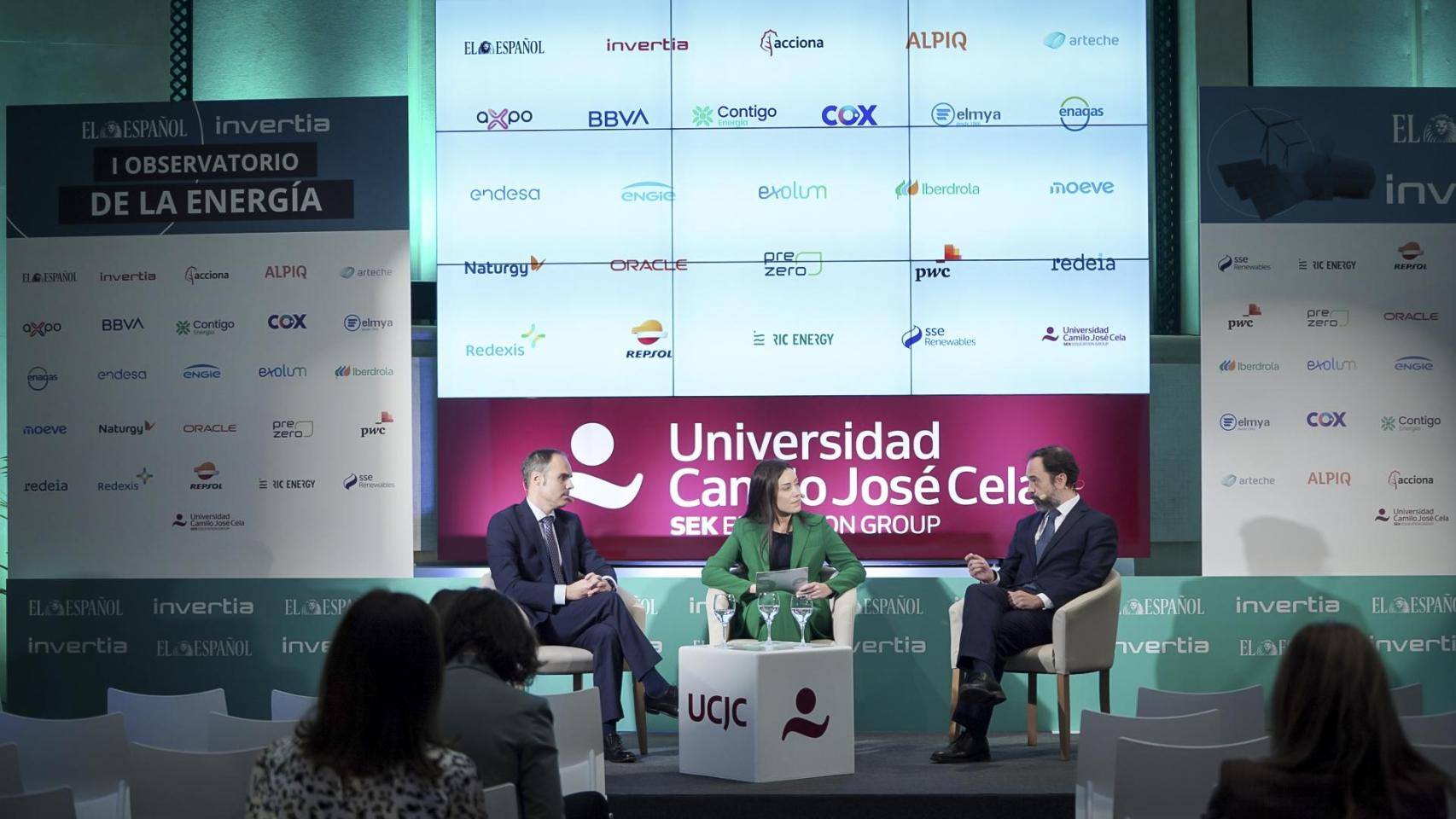 Luis García Sáenz, director general de Contigo Energía, y Pedro González, director general de la Asociación de Empresas con Gran Consumo de Energía, intervienen en el I Observatorio de la Energía de EL ESPAÑOL-Invertia.