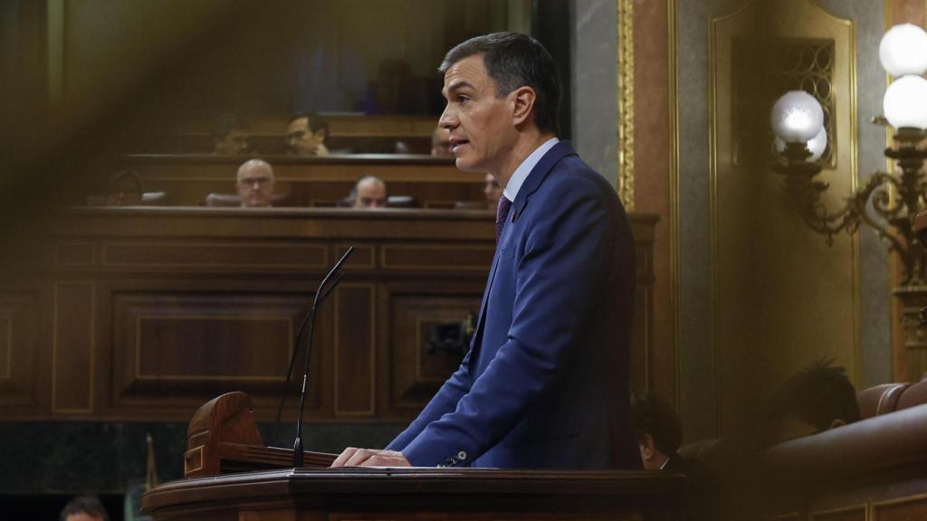 El presidente del Gobierno, Pedro Sánchez, durante su comparecencia este miércoles en el Congreso.