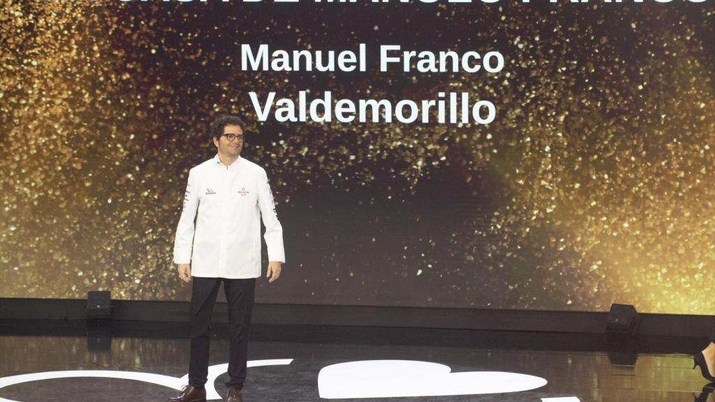 El chef del restaurante La Casa de Manolo Franco, Manuel Franco, durante la gala de la Guía Michelin 2025, este martes por la noche.