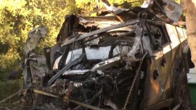 Así ha quedado el Cybertruck de Tesla tras el accidente.